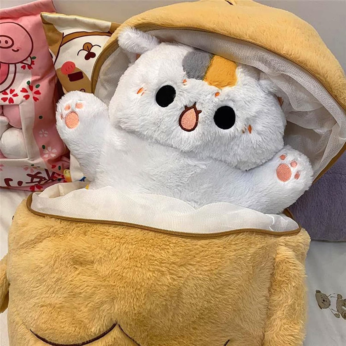 MeowKid Peluche de gato escondido dentro de un pez