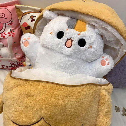 MeowKid Peluche de gato escondido dentro de un pez